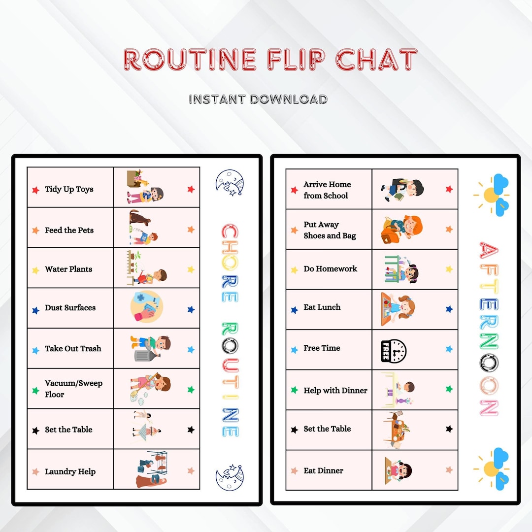 Kids Routine Draft Editable Kids' Routine Chart | Visual Daily Schedule (instant Download ...