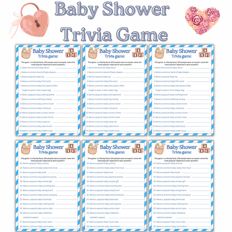 Baby Shower Game | Baby Shower Trivia Game | Baby Shower Activity ...