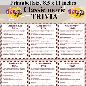 Classic Movie Trivia, Printable Classic Movie Trivia, Classic Movie ...