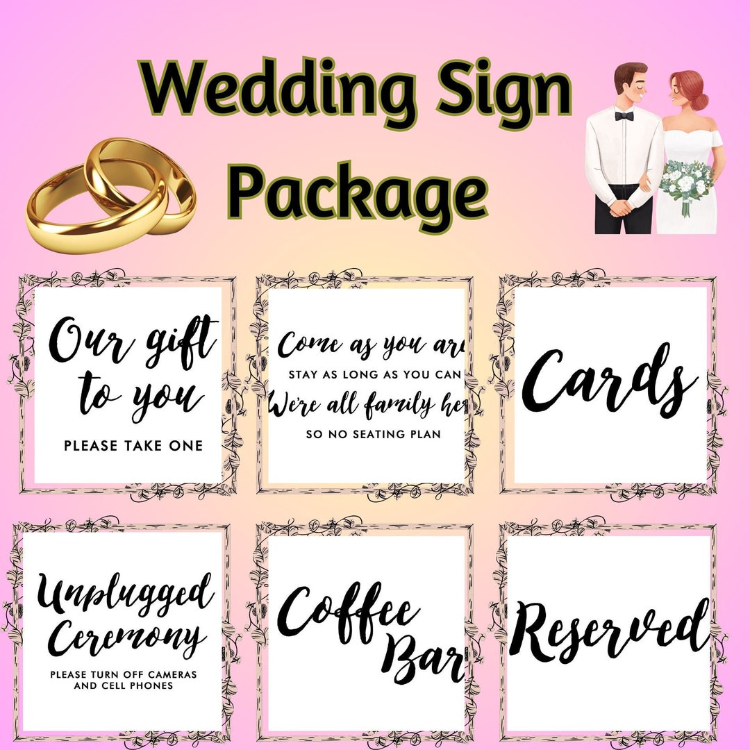 Minimalist Wedding Sign Bundle, Editable Wedding Sign Templates, Modern ...