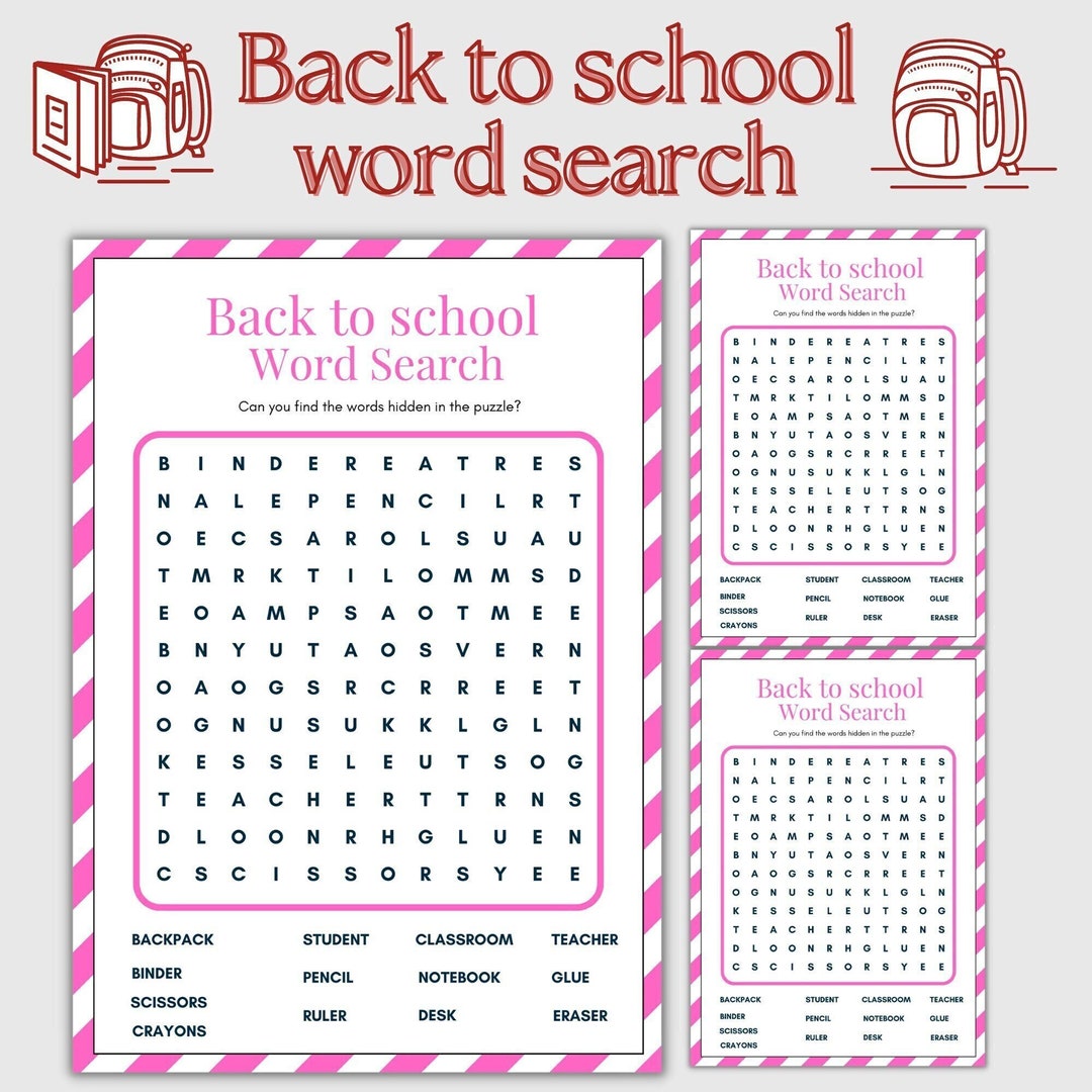 Back to School Word Search | Printable Puzzle Game (instant Download ...