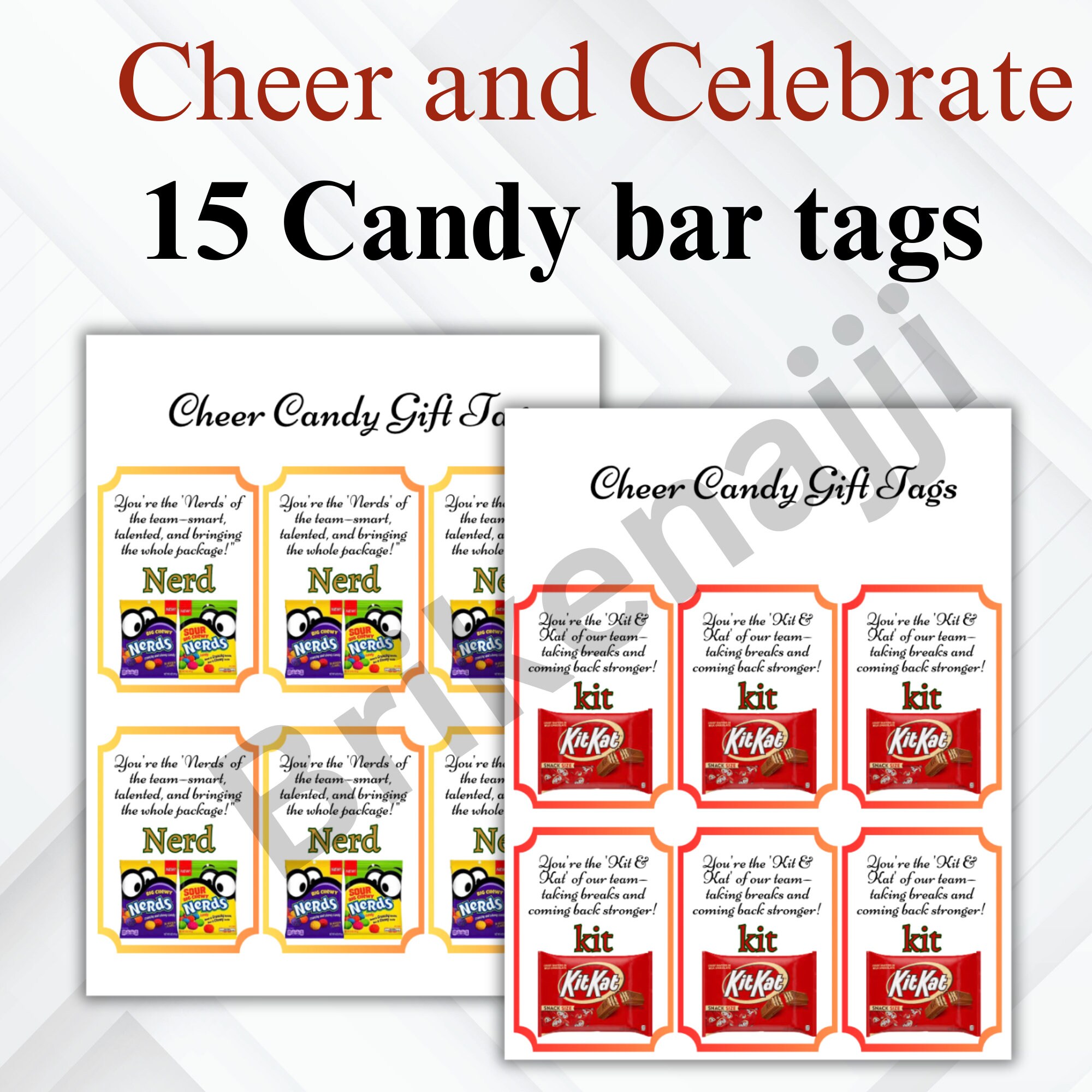 15 Cheer Candy Tags, Spread Happiness Printable Happy Cheer Candy Tags ...