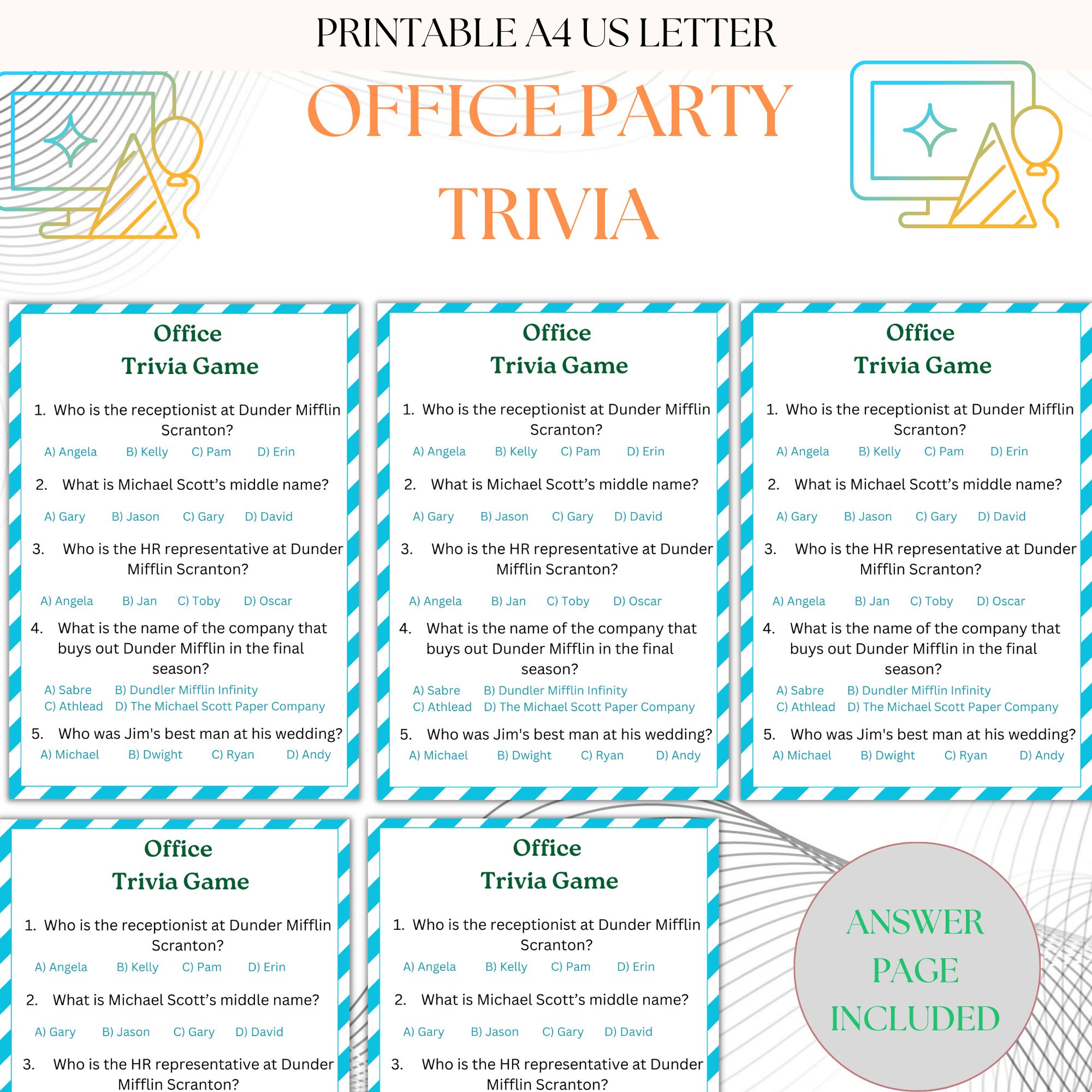 Office Party Feud Printable Game - Fun Team Building Activity Test Your Knowledge on the Office ...