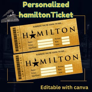 Printable HAMILTON Broadway Ticket | Editable Musical Theatre Souvenir Keepsake | Instant PDF Download