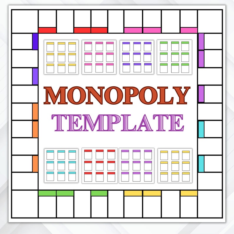 Monopoly Bundle | Blank Monopoly Template |custom Monopolydigital Download |blank Monopoly ...