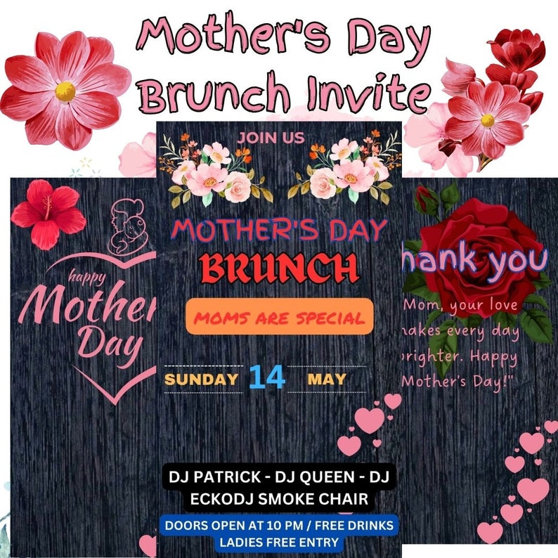 Editable Mother's Day Brunch Invitation Template Printable Mother's Day Editable Mother's Day Brunch Invitation Template Printable Mother's Day