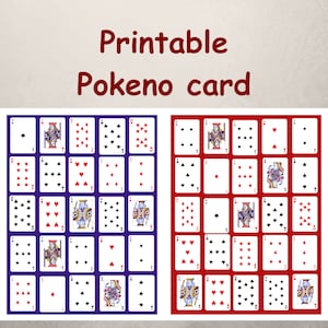Printable Pokeno card game 100 Poker Keno Cards Set 1-4 Colors Pokeno Boards Poker Bingo Cards Digital poker keno game printable image 2