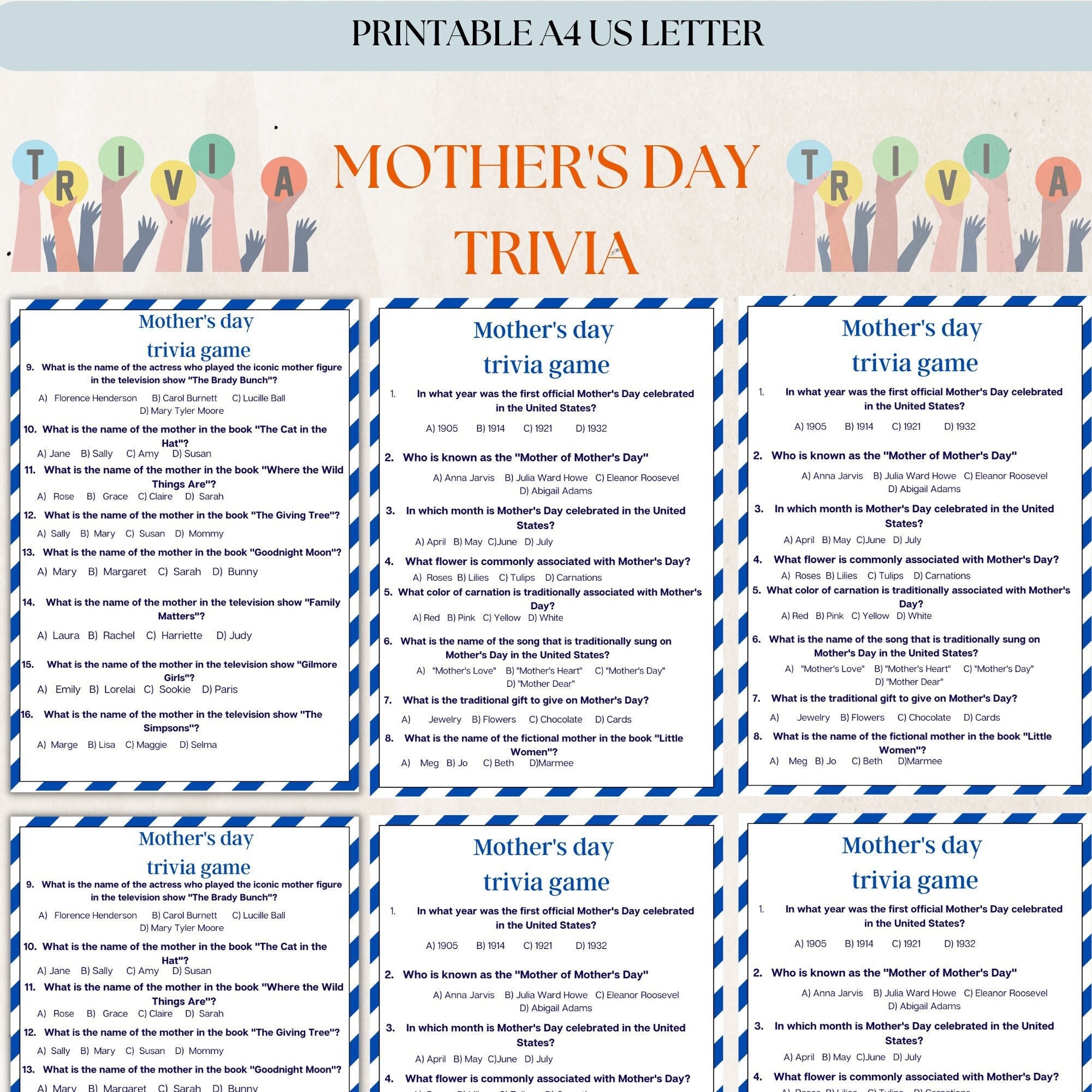 Mother's Day Trivia, Printable Mothers Day Games for Kids and Adults ...