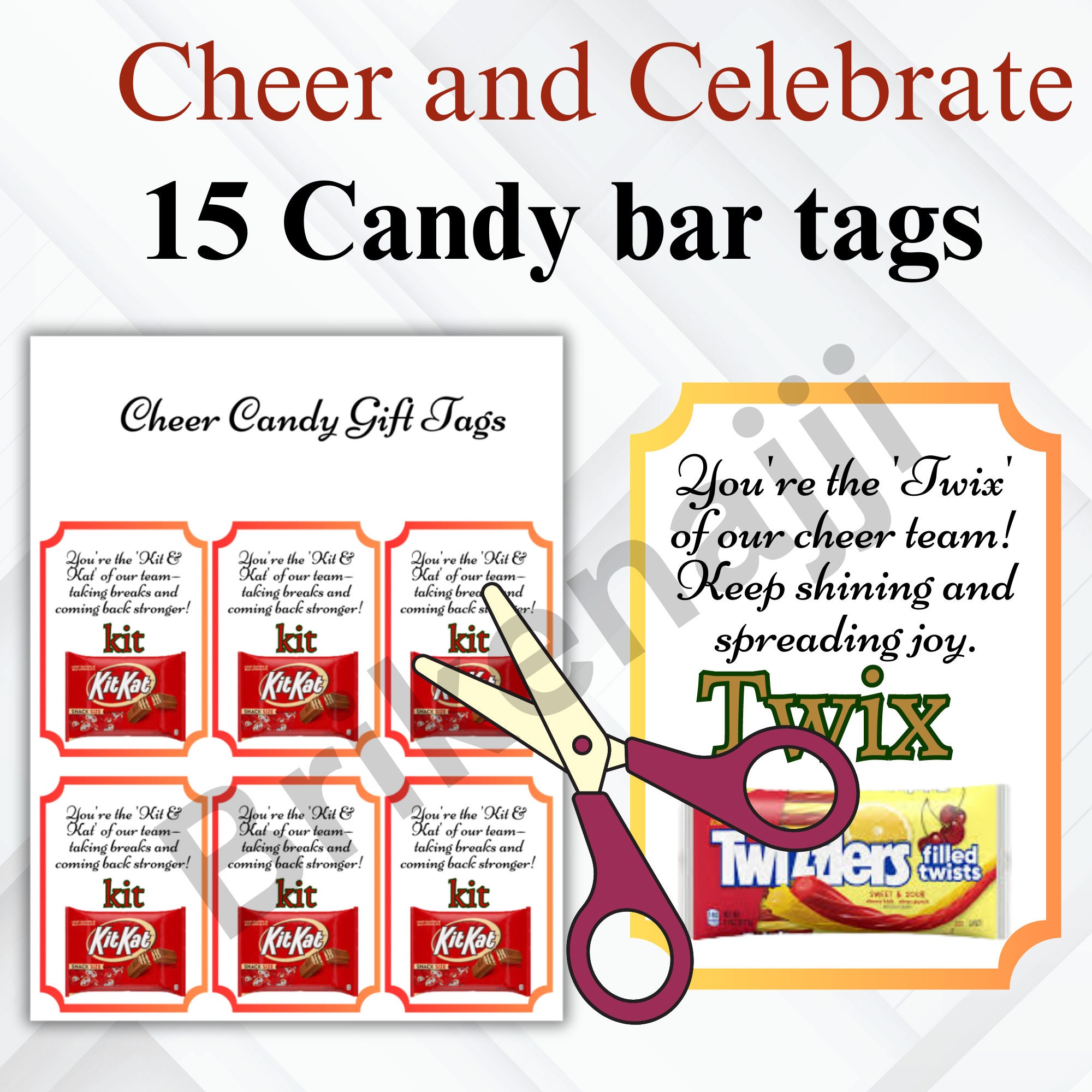15 Cheer Candy Tags, Spread Happiness Printable Happy Cheer Candy Tags , Printable Cheer Tags