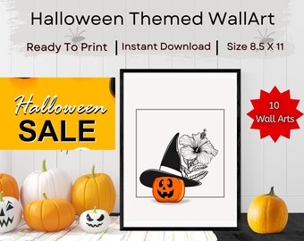 Halloween Gallery Wall Art Print Set, Spooky Autumn Decor (Digital Download)