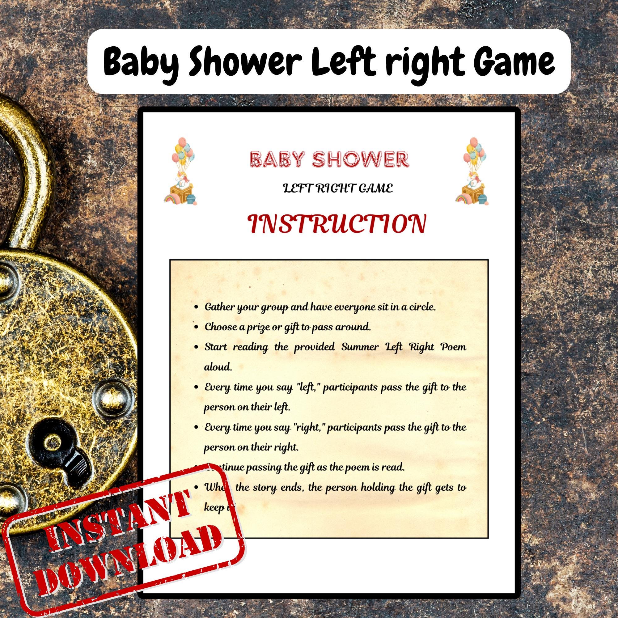 Printable Baby Shower Left Right Game | Fun Baby Shower Party Activity ...
