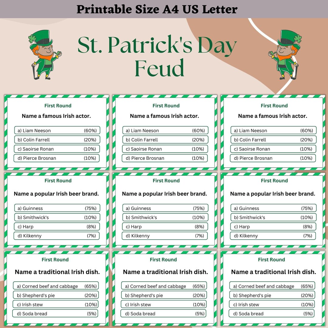 St Patrick's Day Friendly Feud Game, Family Feud Quiz. St. Patrick's ...