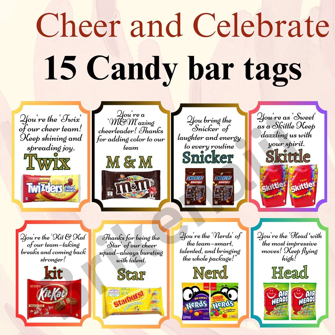15 Cheer Candy Tags, Spread Happiness Printable Happy Cheer Candy Tags ...