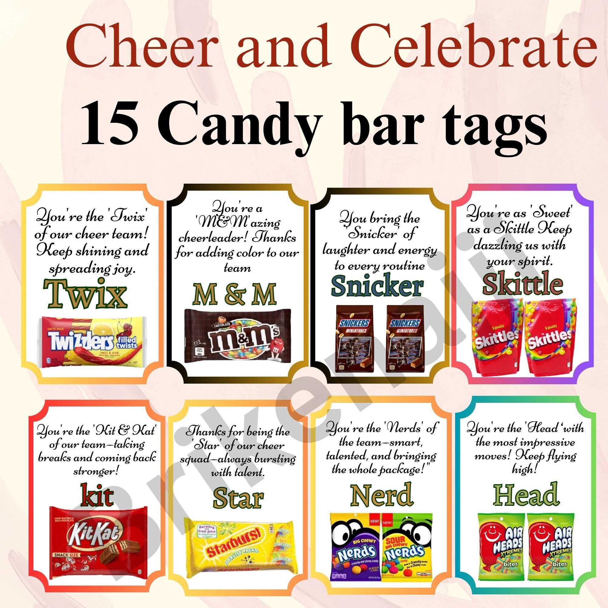 15 Cheer Candy Tags, Spread Happiness Printable Happy Cheer Candy Tags ...