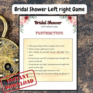 Printable Bridal Shower Left Right Game | Fun Bridal Shower Party Activity | Gender Neutral ...