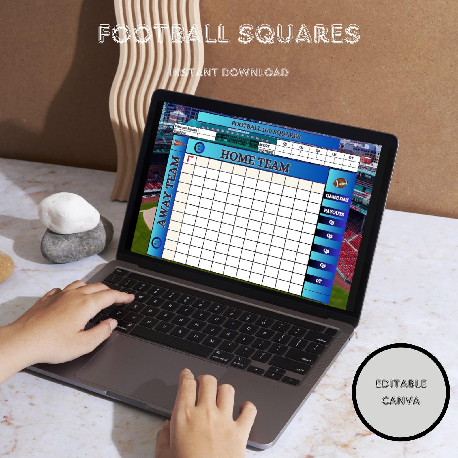 Editable Football 100 Squares Template | Customizable Fundraising Grid ...