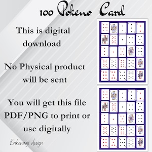 Printable Pokeno card game 100 Poker Keno Cards Set 1-4 Colors Pokeno Boards Poker Bingo Cards Digital poker keno game printable image 5