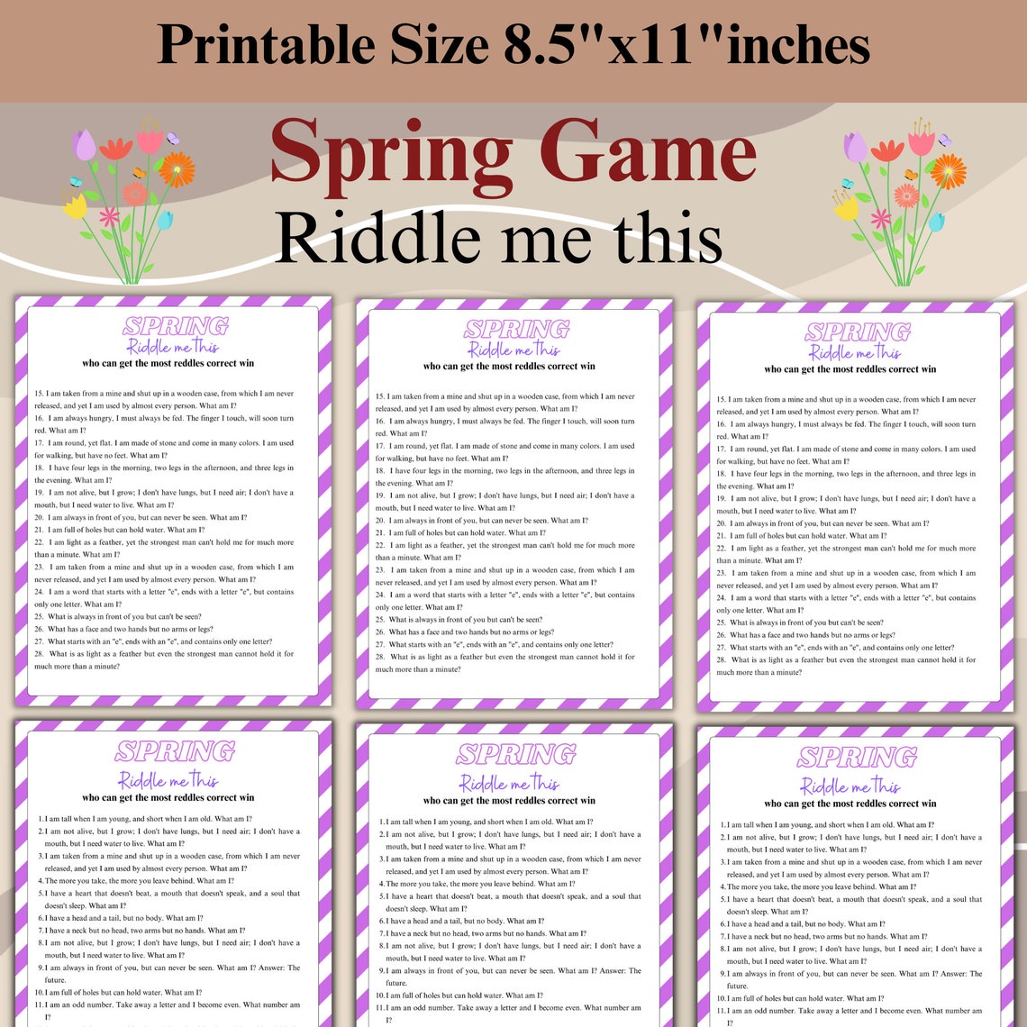 Spring Riddle Me This Game, Printable Spring Riddle Me This Game ...