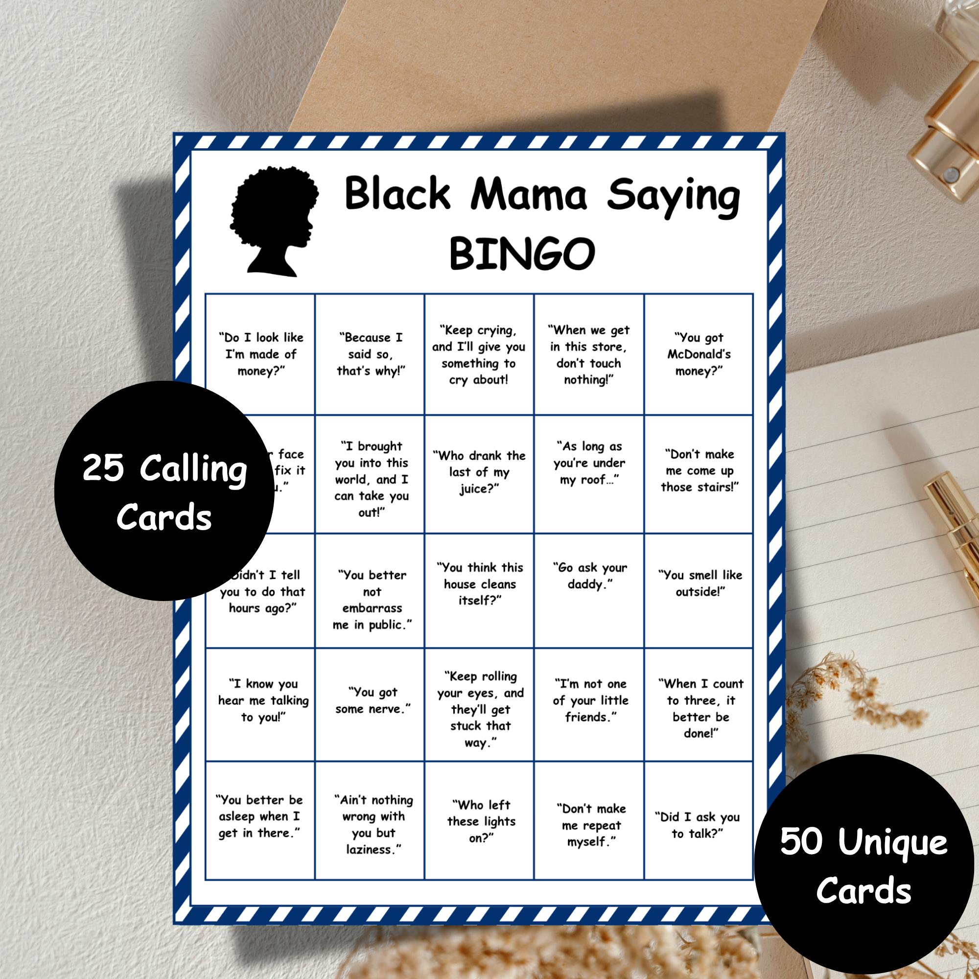 Black Mama Saying Bingo Game | Printable Family Fun (instant