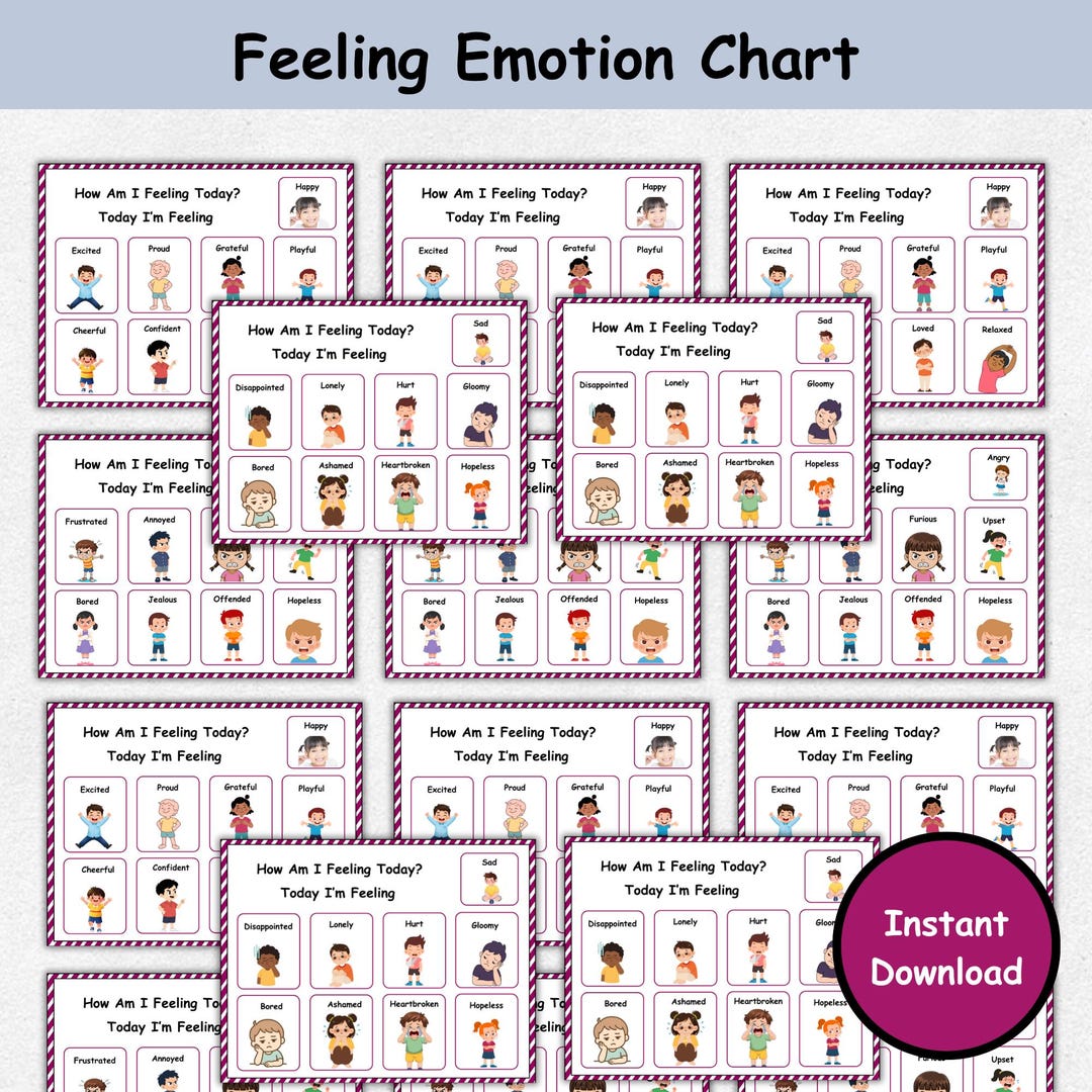 Feelings and Emotions Chart for Kids | Preschool Classroom Calm Corner ...