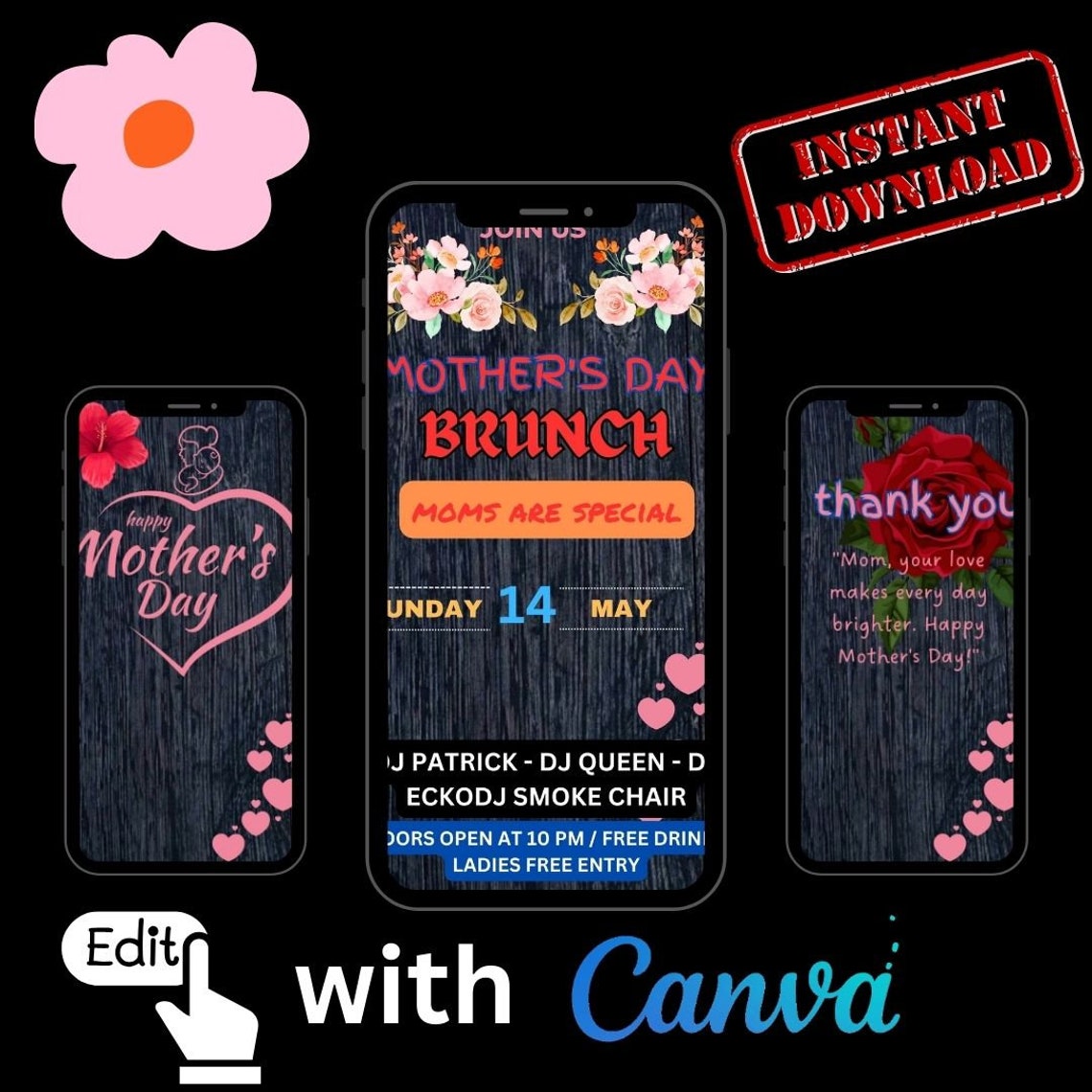 Editable Mother's Day Brunch Invitation Template Printable Mother's Day ...