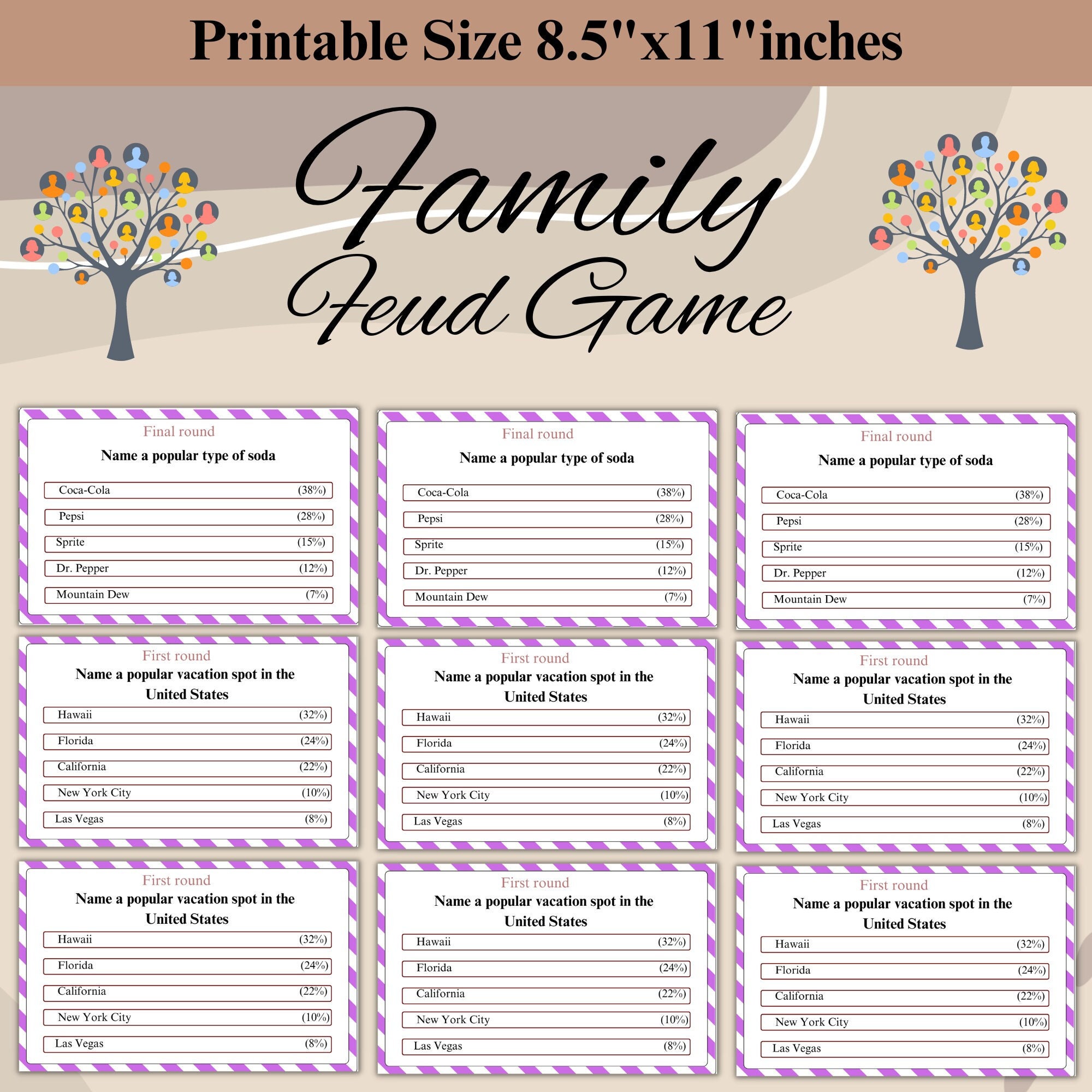 Family Feud Game Printable Family Feud Game Feud Game Instant Family Feud Game Printable Family Feud Game Feud Game Instant