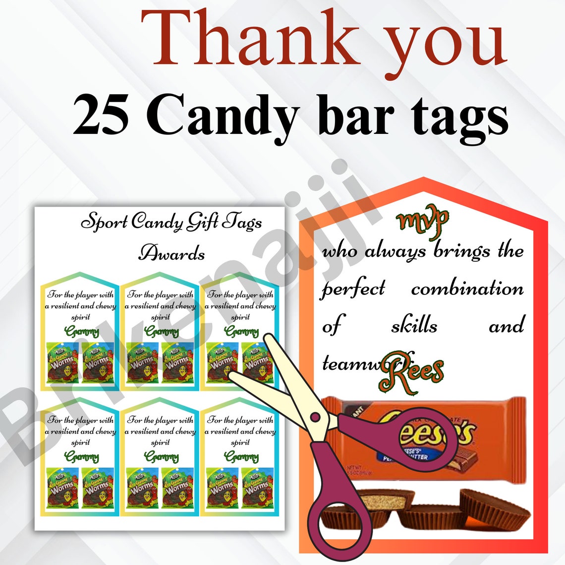 25 Thank You Candy Bar Tags, Gratitude in Every Bite Printable Thank ...