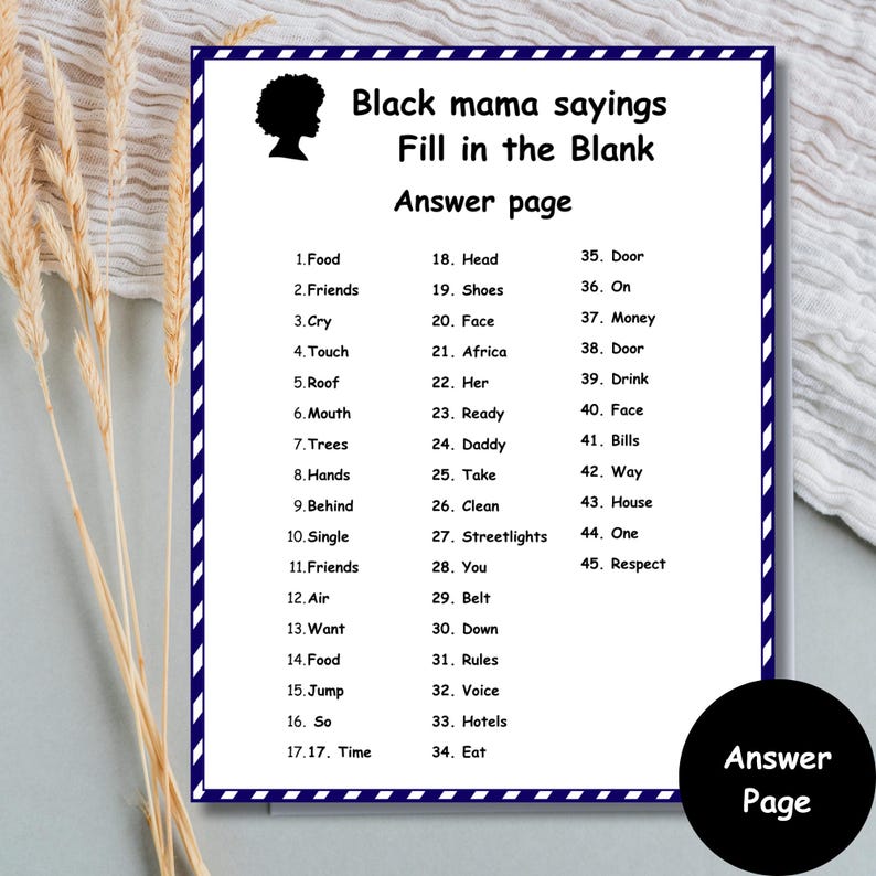 Black Mama Sayings Game | Printable Party Game (instant Download) - Etsy