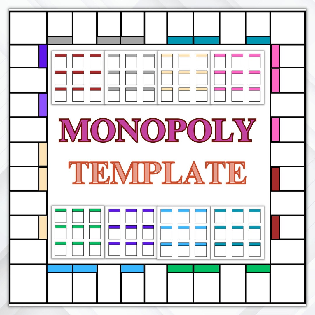 Blank Monopoly Board Template Blank Monopoly Template Custom Monopoly