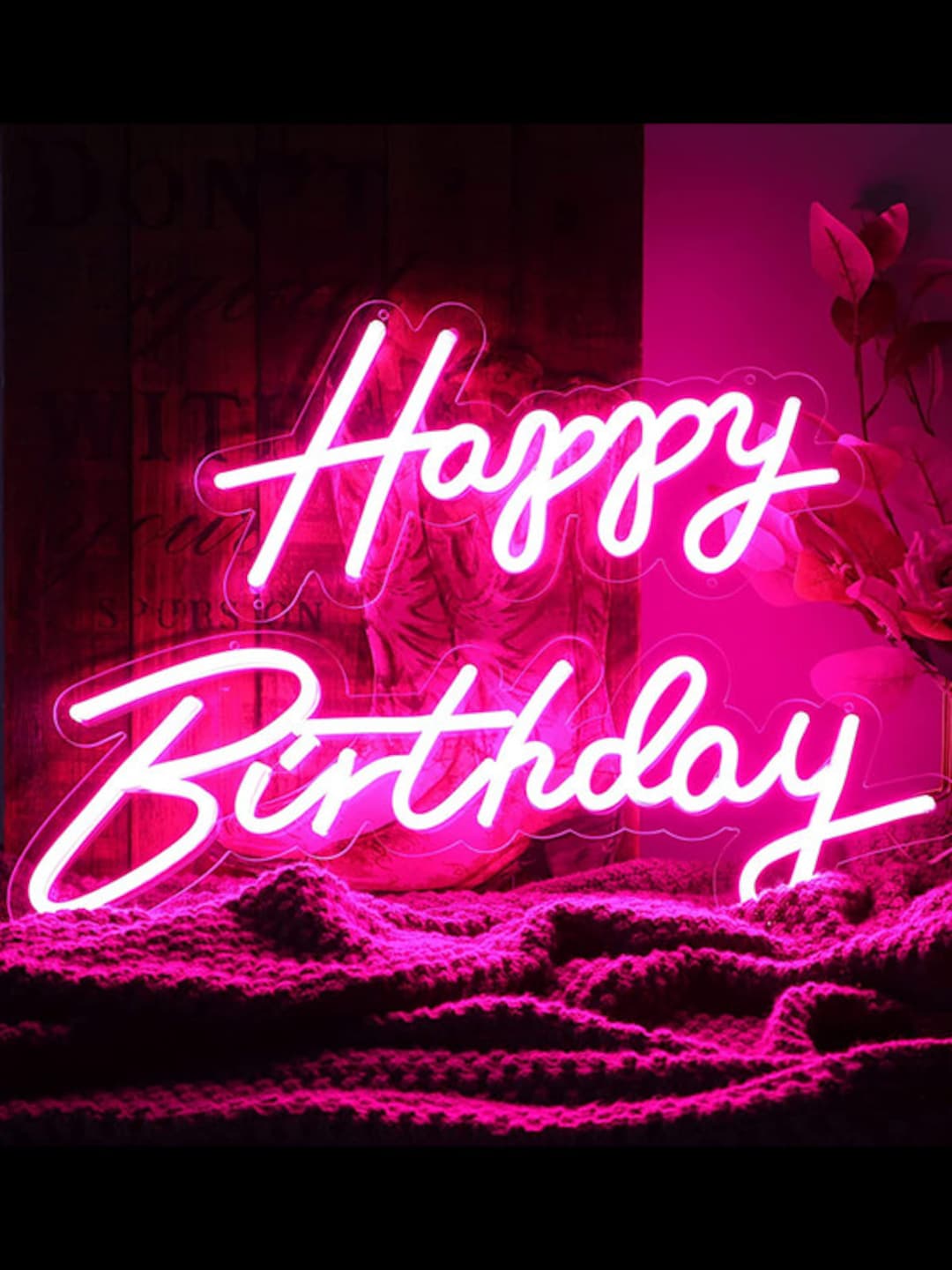 Happy Birthday Sign Party Neon Sign Neon Led Table Birthday Etsy
