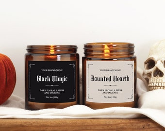 Custom Halloween Candle Label Template Witchy Label Candle Printable Spooky Design Candle Label DIY Halloween Candle Sticker Custom Label
