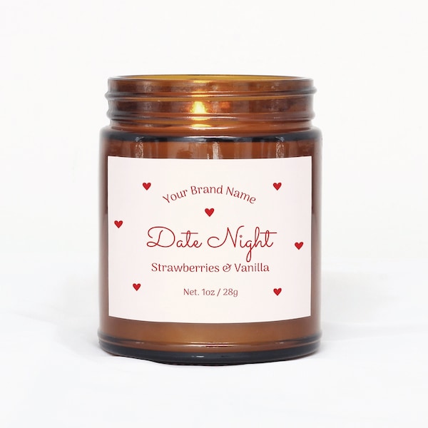 Romantic Candle Label Couple Gift Box Candle Label Love Candle Template Cute Candle Label Canva Valentine Candle Editable Template