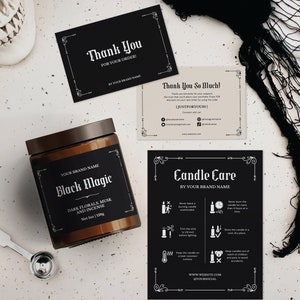 Halloween Kerze Label Bundle Gruselkerze Aufkleber Gothic Label Kerze Canva Halloween Dankeskarte Business Candle Branding Kit Candle