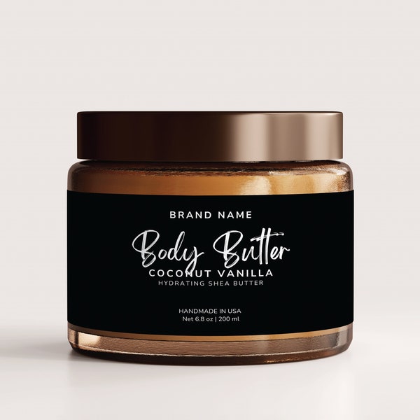 Editable Body Butter Label Template Body Scrub Label For Jar Custom Label New Business Skincare Product Label Professional Jar Label Brand