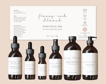 Minimalistic Essential Oil Label Template Essential Oil Printable Bottle Label Personalized Bottle Label Template Canva Dropper Bottle Label