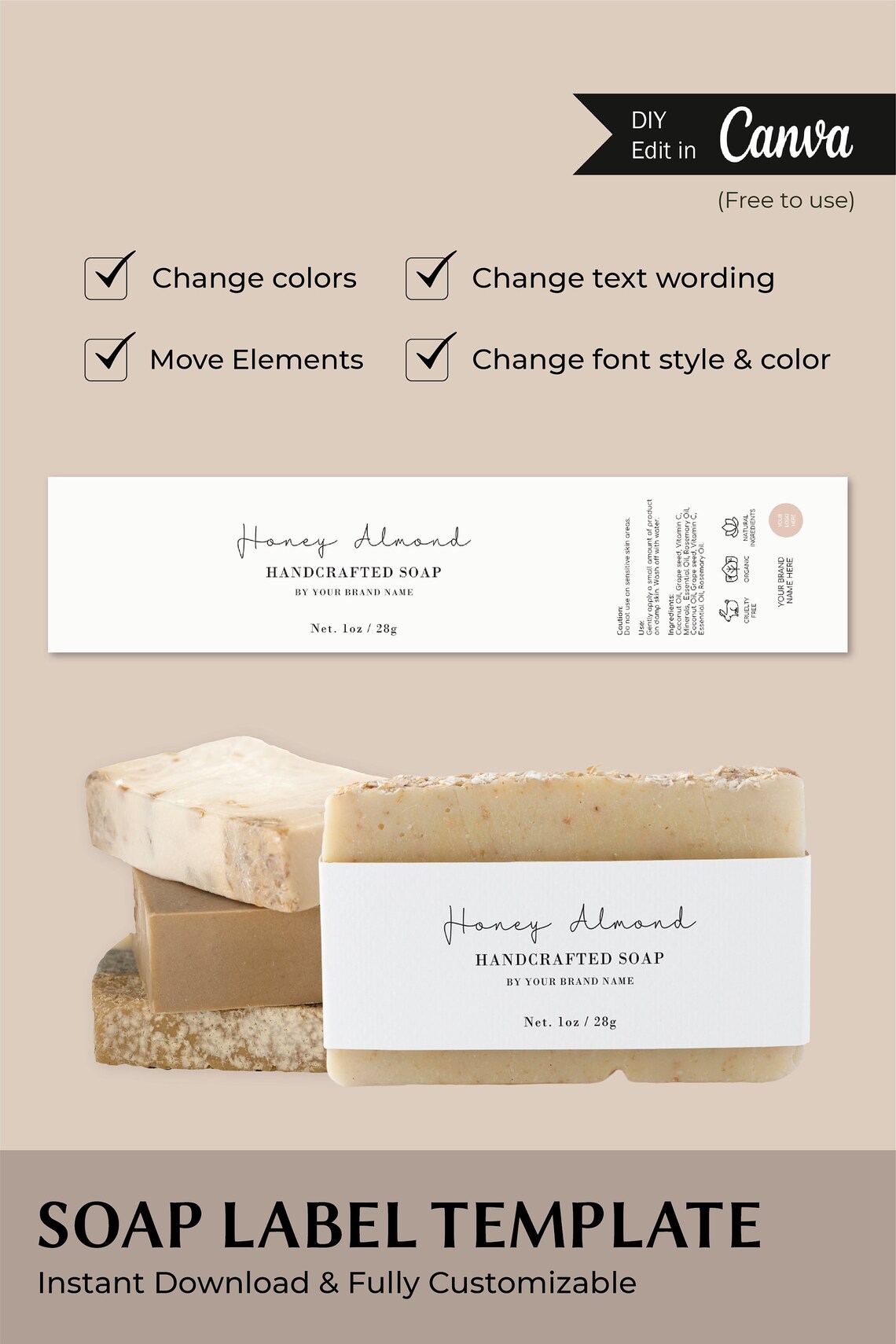 Minimalistic Soap Label Template Soap Product Label Soap Bar Etsy Canada
