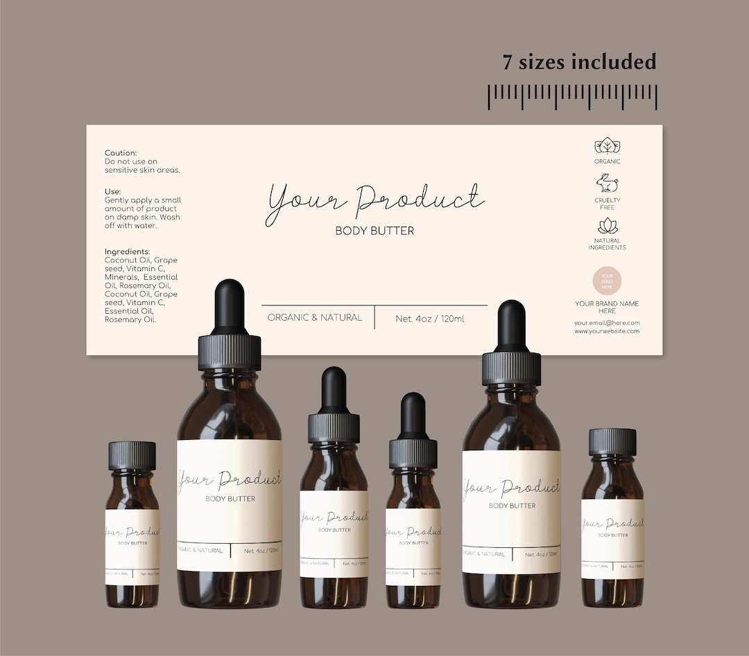 Essential Oil Bottle Label Template Minimalistic Label Body Oil Label