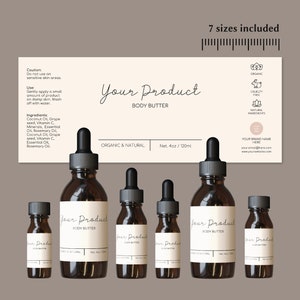Essential Oil Bottle Label Template Minimalistic Label Body Oil Label Bottle Shampoo Label Skincare Product Label Cosmetic Product Canva DIY
