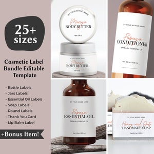 Custom Cosmetic Label Templates Skincare Label Printable Beauty Product Labels QR Code Cosmetic Packaging Sticker Templates Cosmetic Sticker