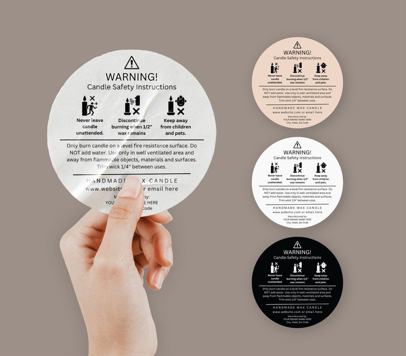 Editable Candle Warning Label Template Candle Safety Label Etsy Canada