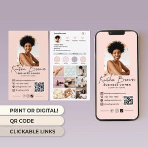 Digitale Visitenkarte Vorlage Digitale Karte Anklickbarer Link Visitenkarte Canva Business Inhaber Visitenkarte Kosmetologie Elektronische Karte