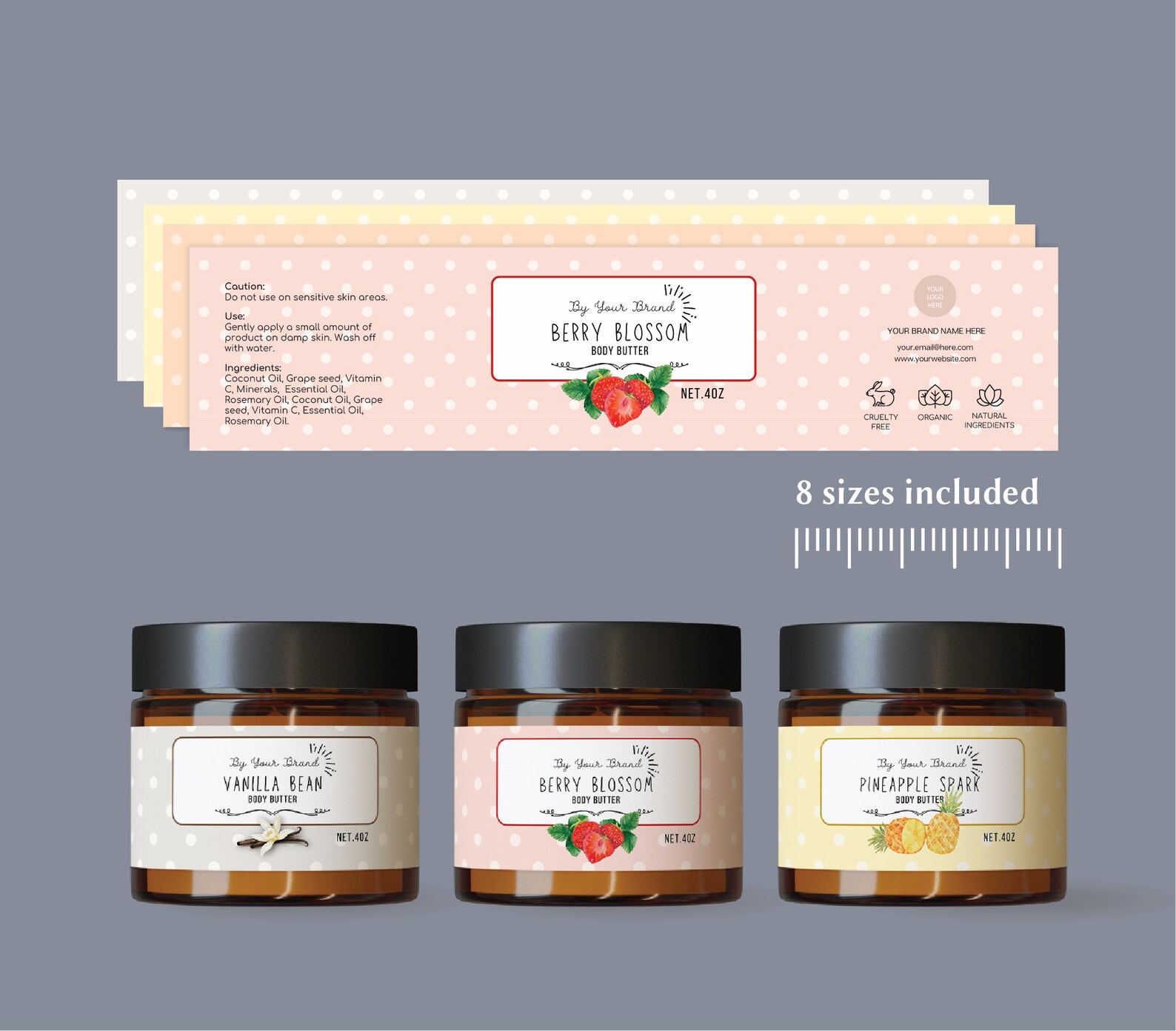 Fun Body Butter Jar Label Template Body Scrub Jar Label Wrap Etsy Canada