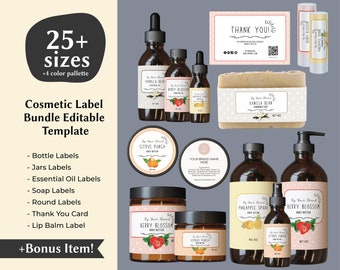 Fun Cosmetic Product Label Template Body Butter Label Template Jar Label Template Product Label Printable Sticker Label Skincare Label Canva