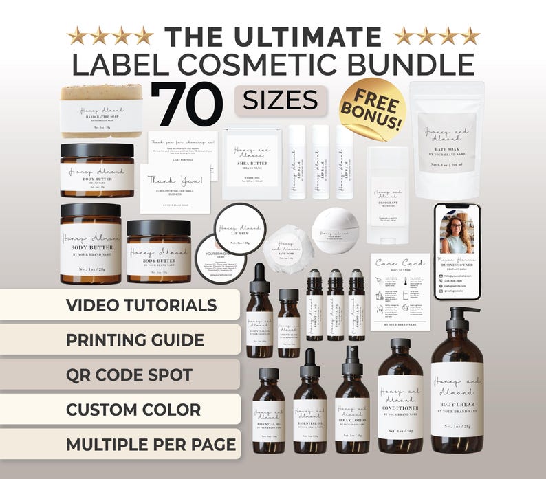 Editable Cosmetic Label Templates Cosmetic Bundle Label Custom Product Label
