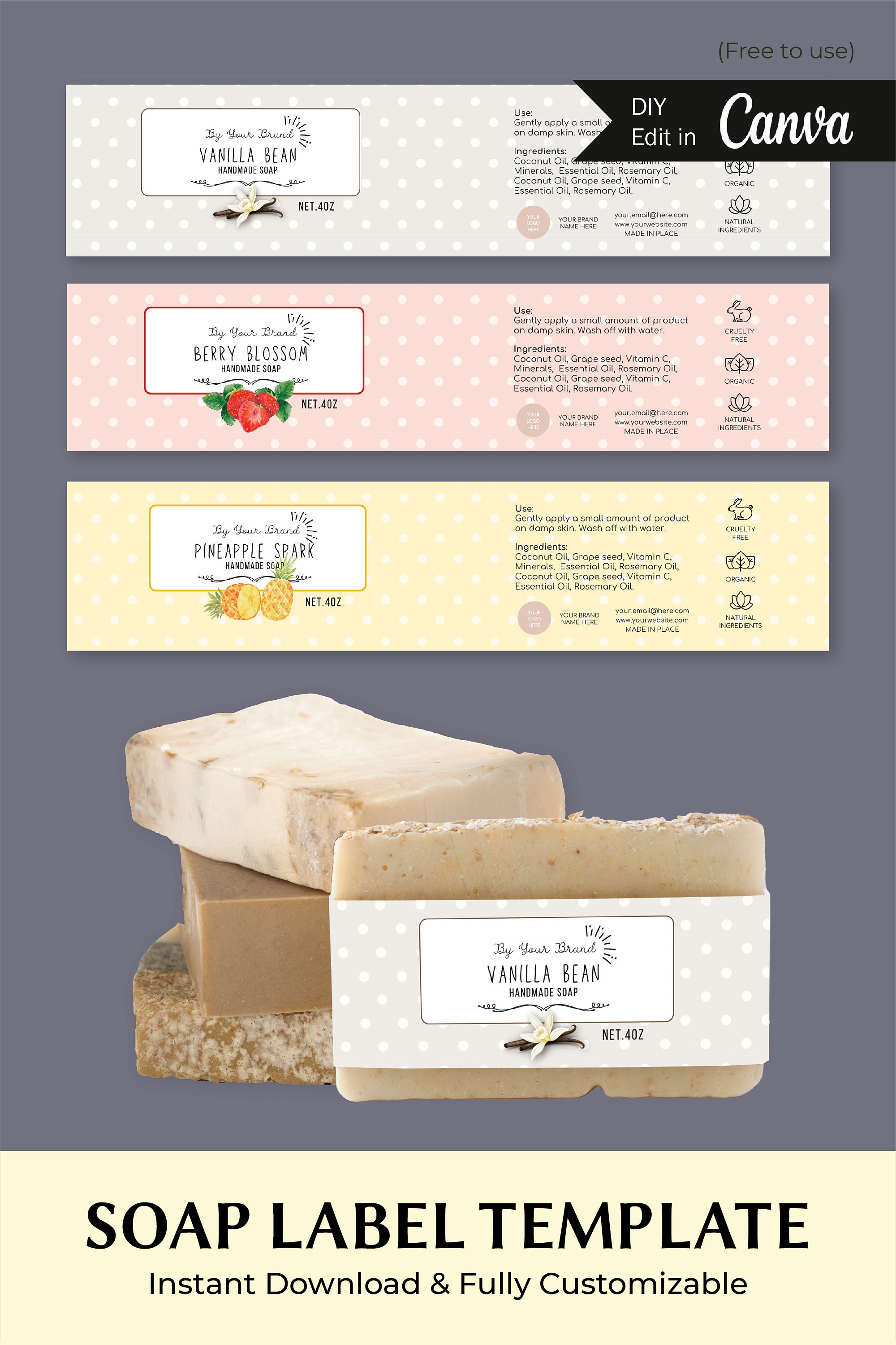 Soap Label Template Canva Soap Label Sticker Soap Label Etsy Canada