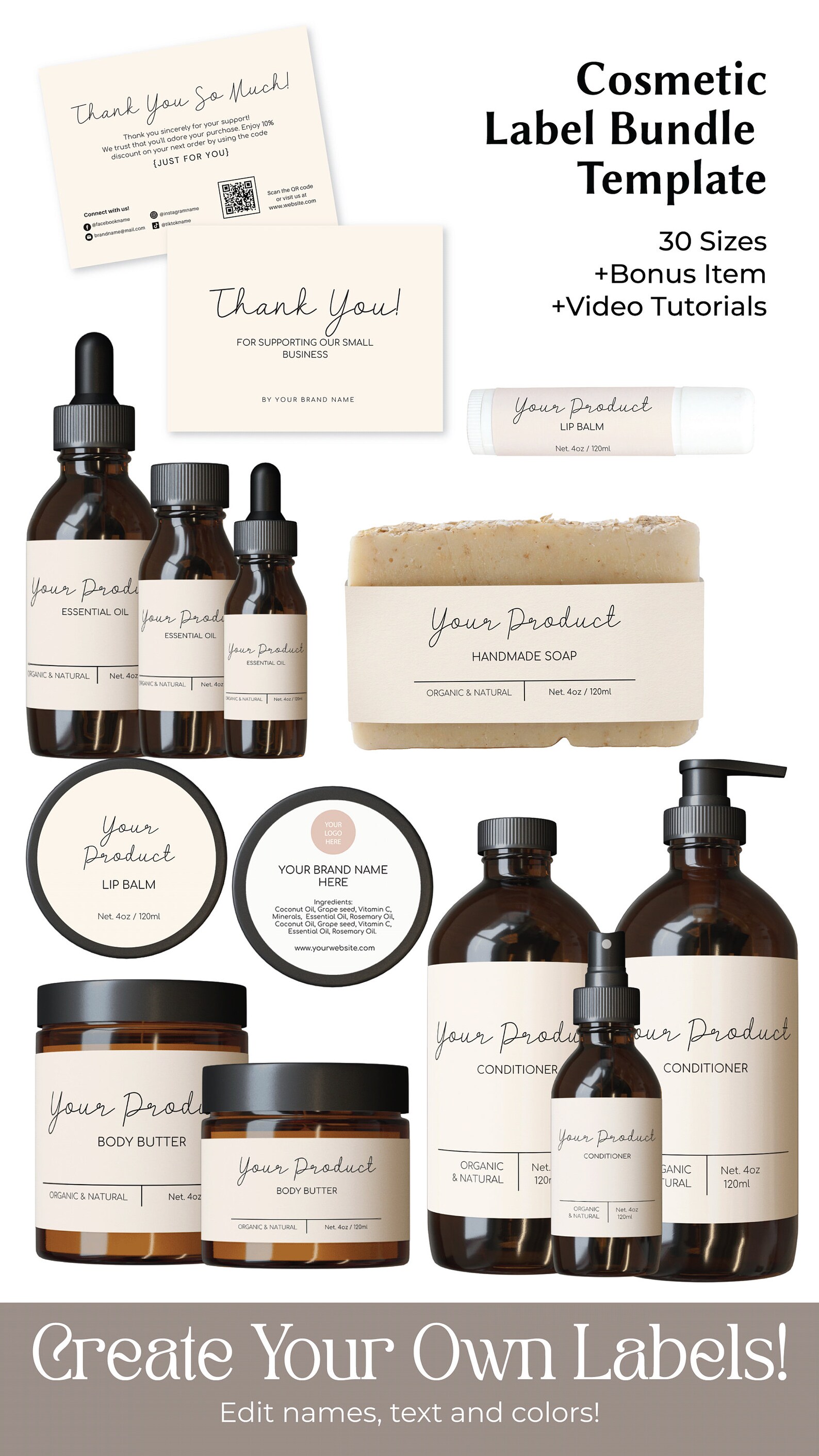 Cosmetic Label Design Cosmetic Bundle Label for Jar Skincare Label ...