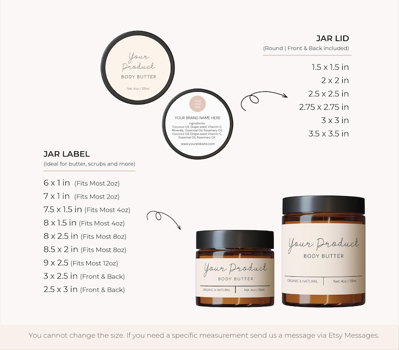 Body Butter Label Product Template Cosmetic Label Jar Label Sticker
