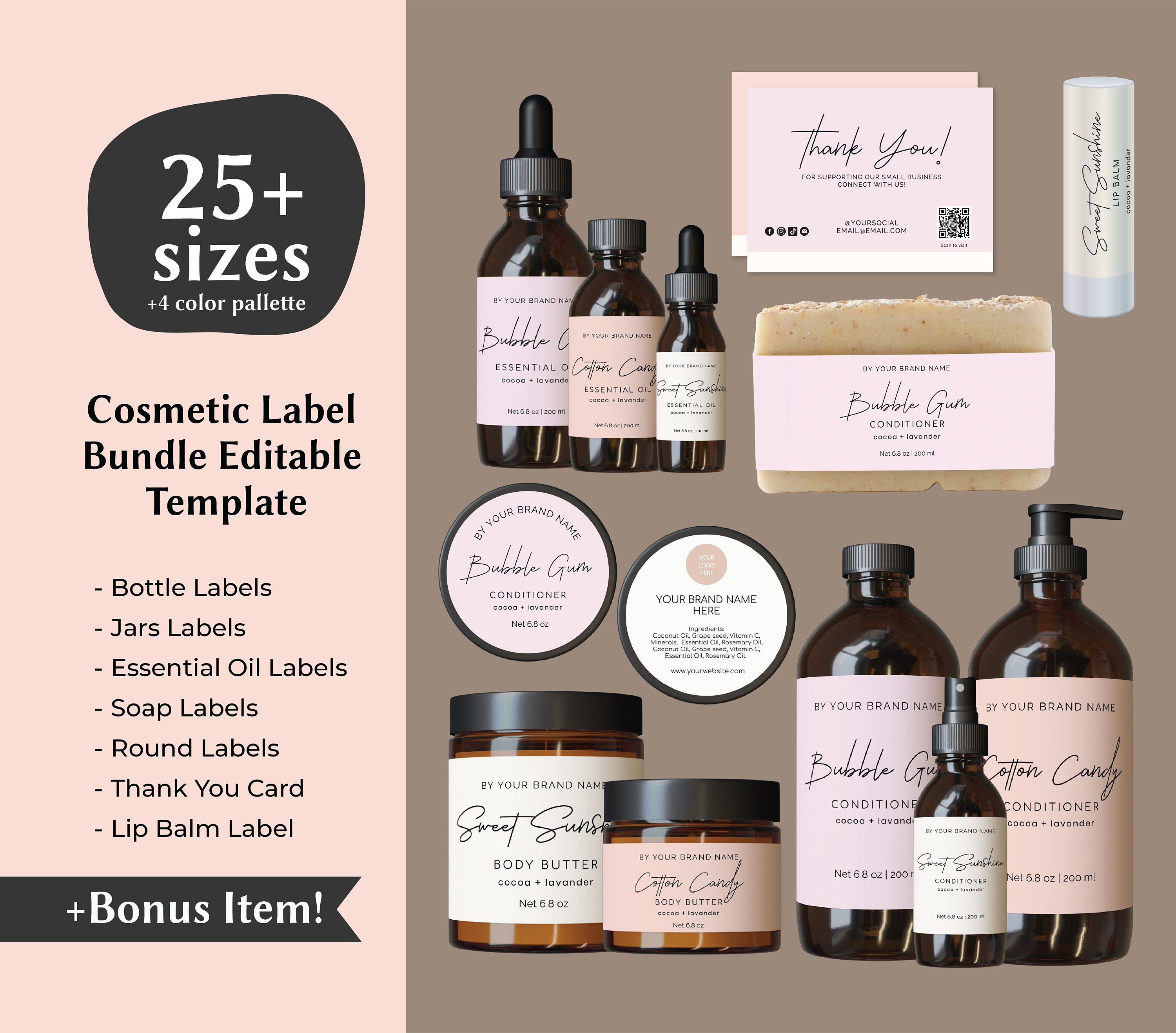 Stylish Cosmetic Product Label Template Canva Product Label Etsy Canada