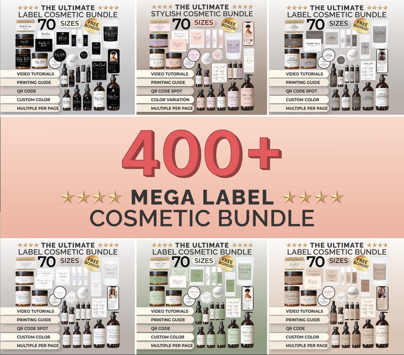 Editable Cosmetic Label Templates Cosmetic Bundle Label Custom Product Label