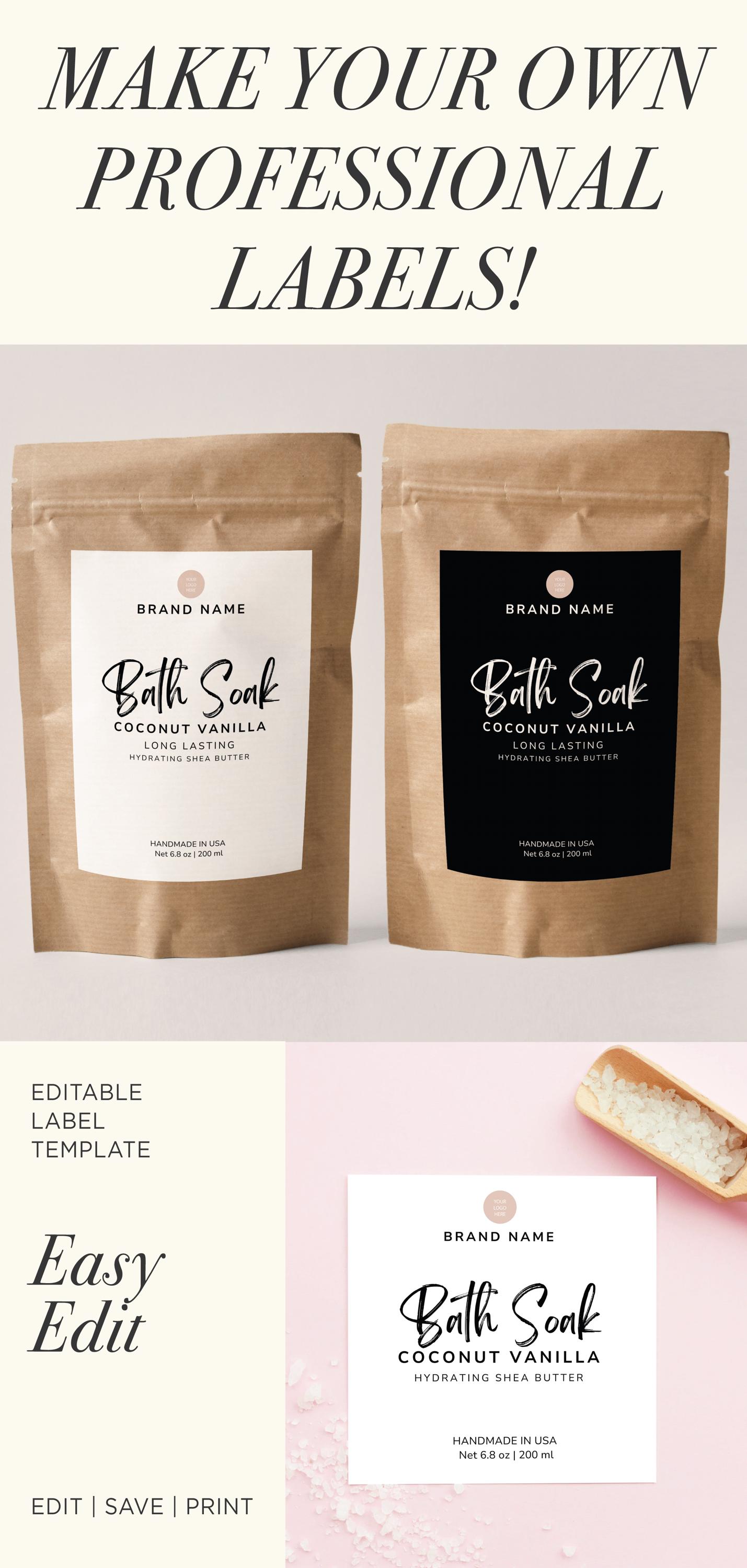 Bath Salt Label Design Bath Salt Packaging Herbal Salt Pouch Label ...